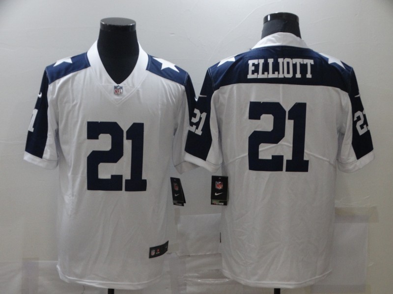 Men's Dallas Cowboys #21 Ezekiel Elliott White Jersey